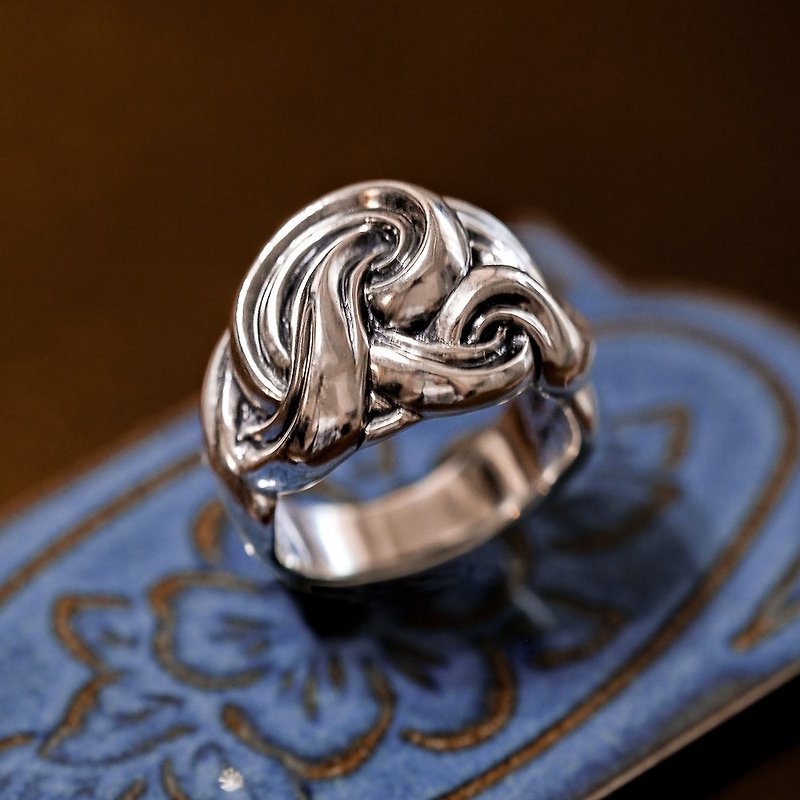 Swirl ripple twist ring 925 sterling silver - แหวนทั่วไป - เงินแท้ สีเงิน