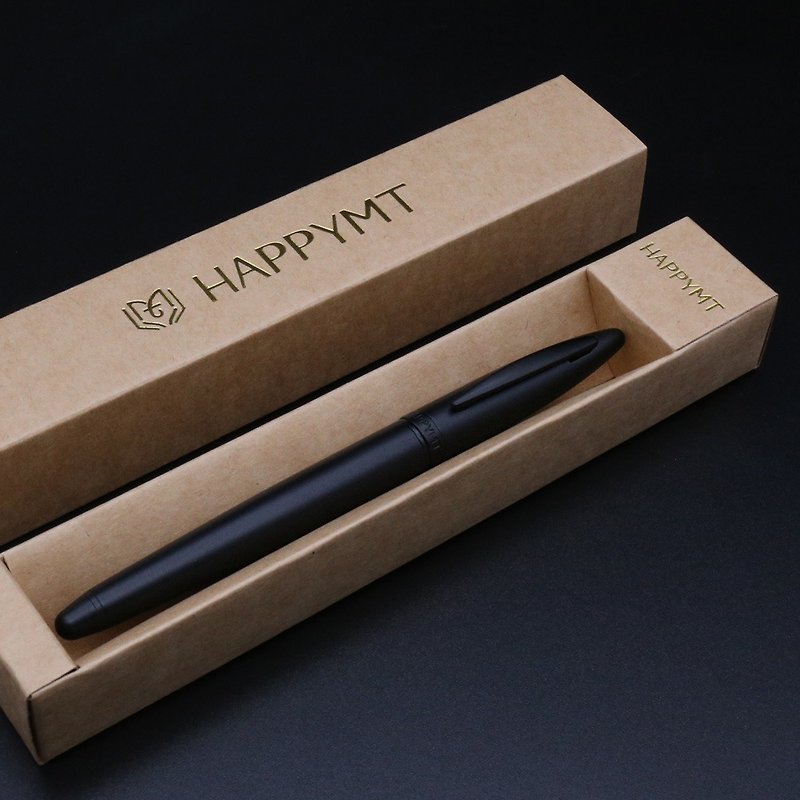 【客製化禮物】HAPPYMT開心鋼筆-極黑 可快速出貨 - 鋼珠筆 - 銅/黃銅 黑色