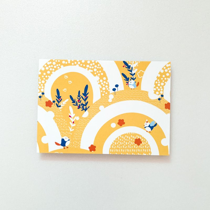 Dessert Hill and Bird - Yellow | Design postcard wildcard for gift exchange - การ์ด/โปสการ์ด - กระดาษ สีเหลือง