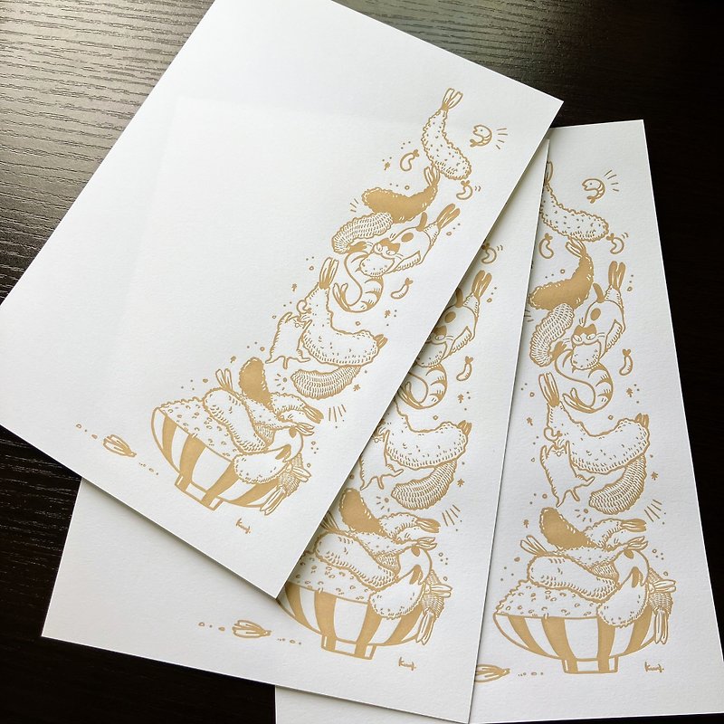 [Letter set] Letterpress letter paper - fried shrimp - - Envelopes & Letter Paper - Paper 