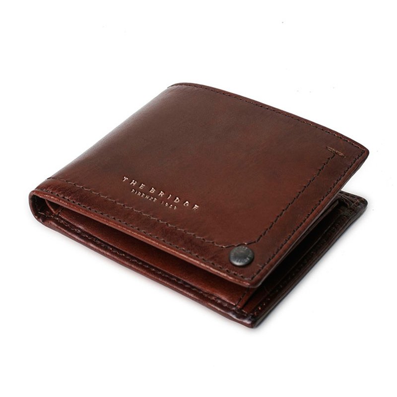 THE BRIDGE KALLIO coin pocket SHORT WALLET - กระเป๋าสตางค์ - หนังแท้ สีนำ้ตาล