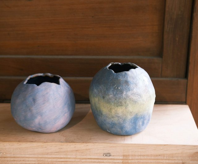 罽罽陶器】カラフルなブラシ模様の引き裂かれた口分厚い花瓶