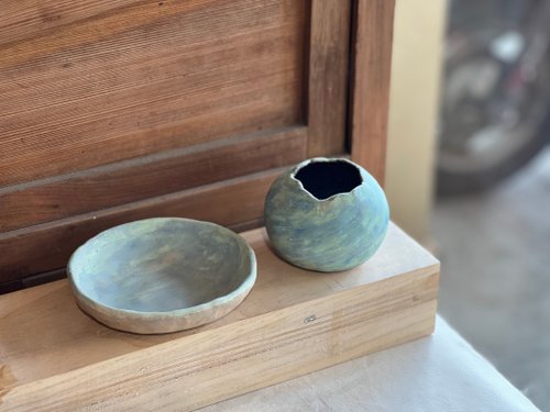 罽罽陶器】カラフルなブラシ模様の引き裂かれた口分厚い花瓶