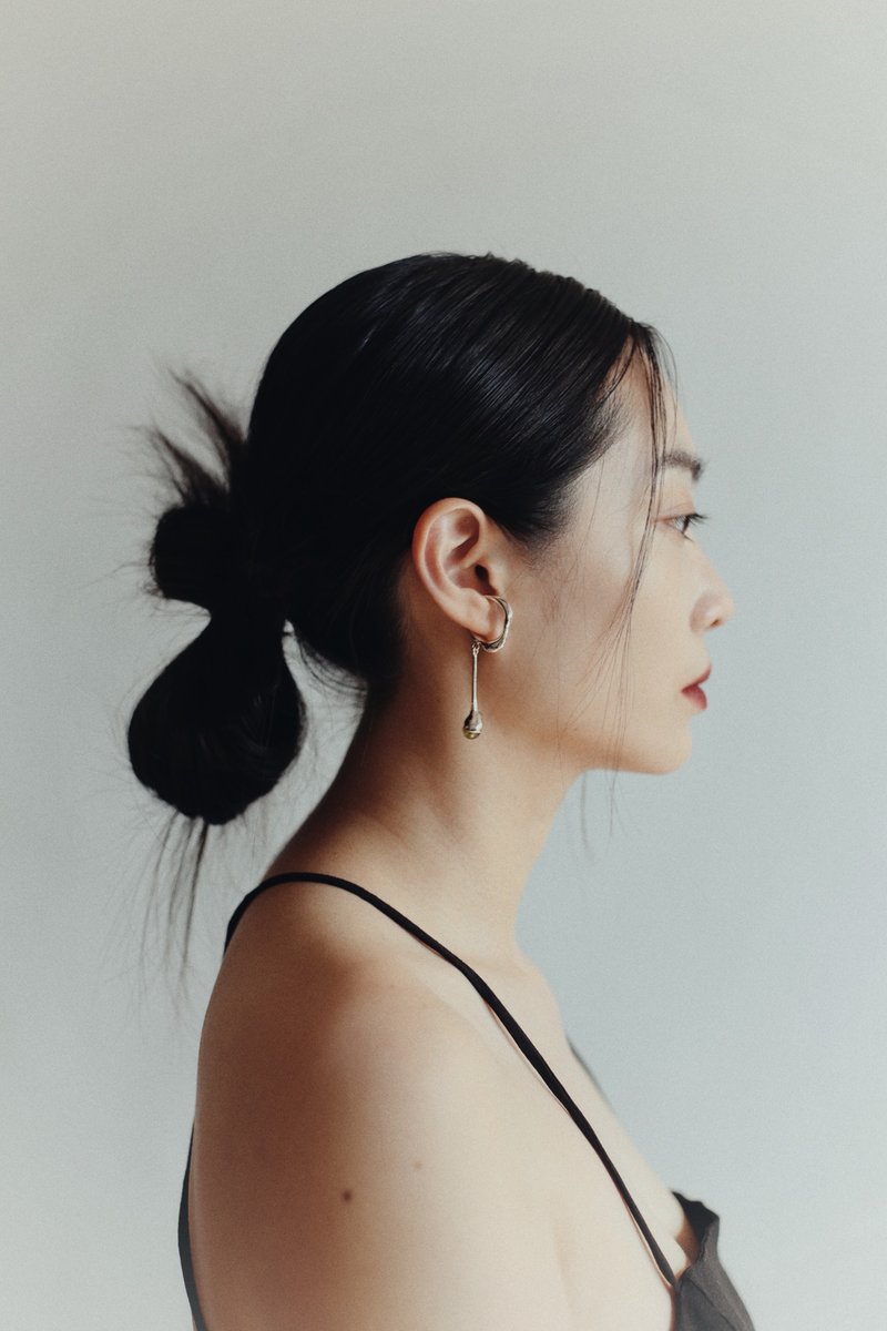 Raindrop ear cuff + swing olivine swing raindrop Stone Clip-On - ต่างหู - คริสตัล สีเขียว