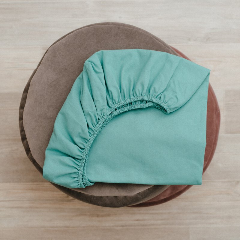 Mint green fitted cot sheets for baby crib - Cot sheet fitted with elastic - ผ้าปูที่นอน - ผ้าฝ้าย/ผ้าลินิน สีเขียว