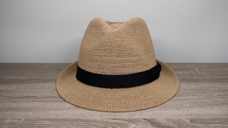 [Made in Taiwan] Spring/Summer Korean jazz hat-natural knit hat, paper thread woven, washable - หมวก - กระดาษ สีส้ม