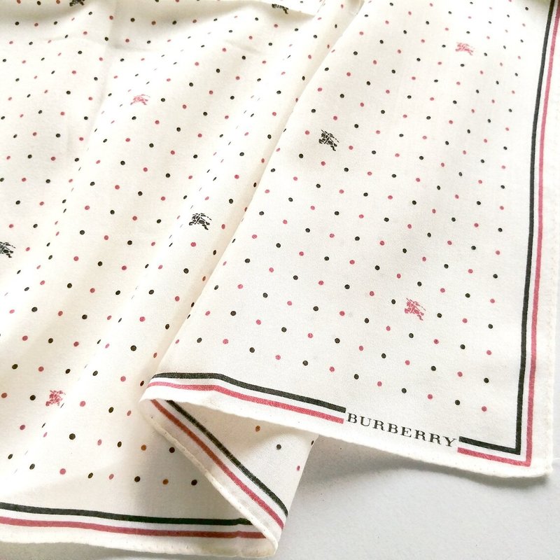 Burberry Vintage Handkerchief Monogram Logo 20 x 19.5 inches - 絲巾 - 棉．麻 卡其色