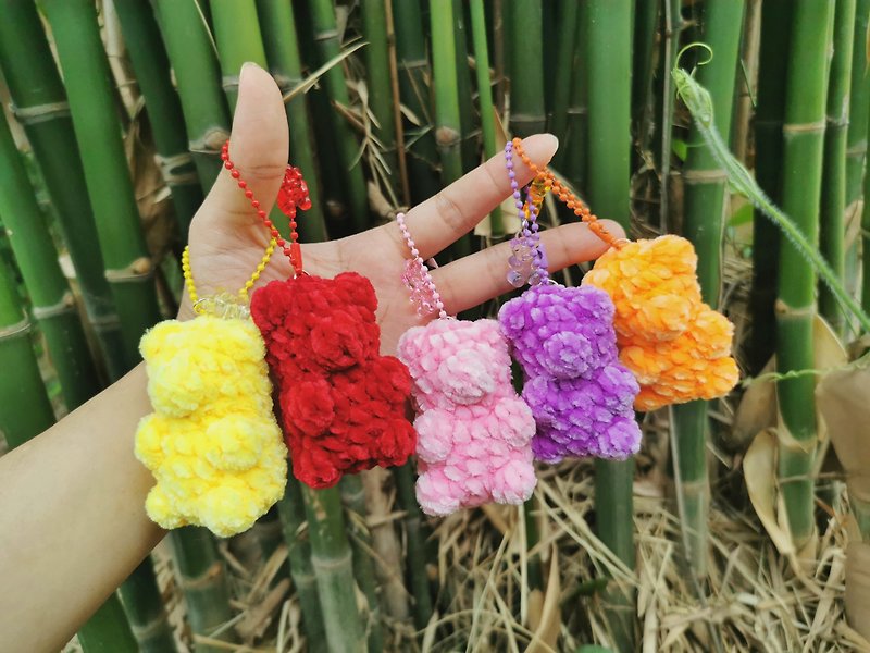 Amigurumi Gummy bear doll crochet keychain mini gifts handmade yarn - Keychains - Polyester Multicolor