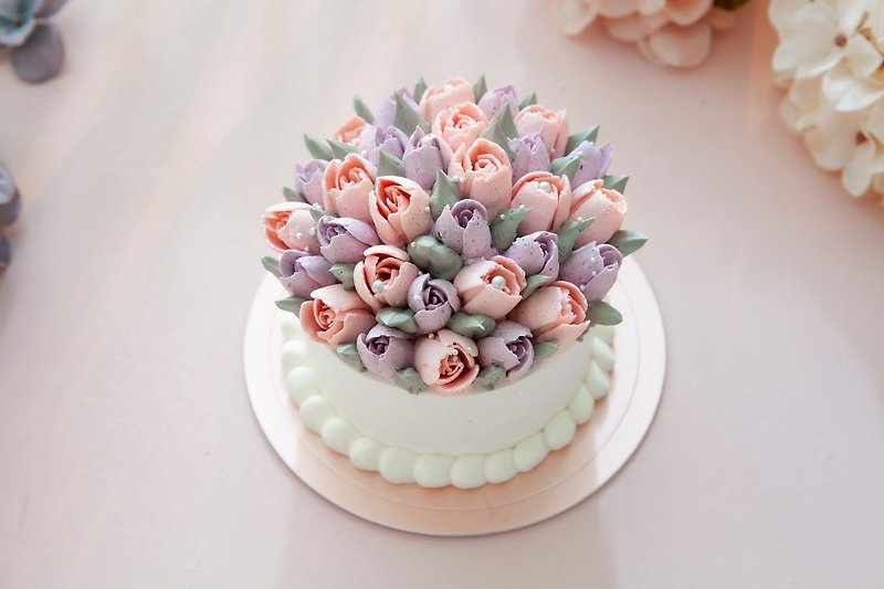 [Double 11 Free Shipping] 4-inch romantic rose bouquet/rose cake/birthday cake/shipped in 1-2 days - เค้กและของหวาน - อาหารสด สึชมพู