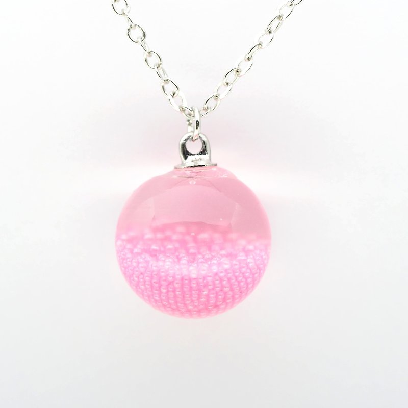 「愛家作-OMYWAY」DIY 手工制作 復古 珠 粉紅 水 飄 玻璃球 頸鏈 Water Necklace - Glass Globe Necklace 1.4cm - 頸圈項鍊 - 玻璃 白色
