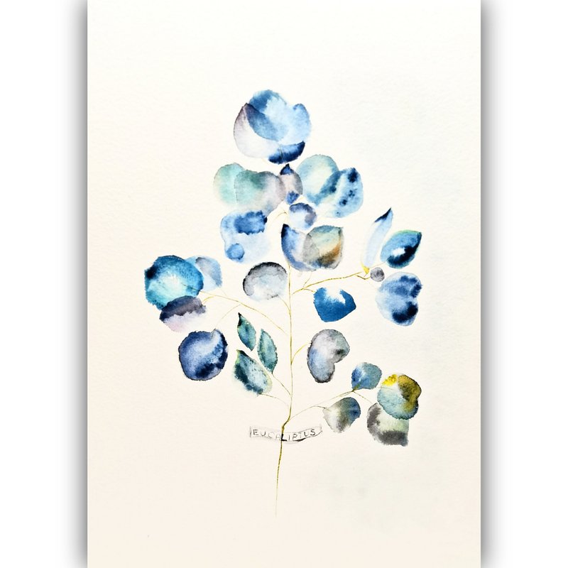 Original Eucalyptus Watercolor Room Decor Painting Eucalyptus Wall Art - Posters - Paper Multicolor