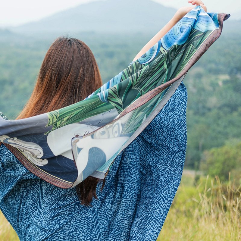 Night Sky Whale Scarf - Blue - 絲巾 - 其他材質 藍色