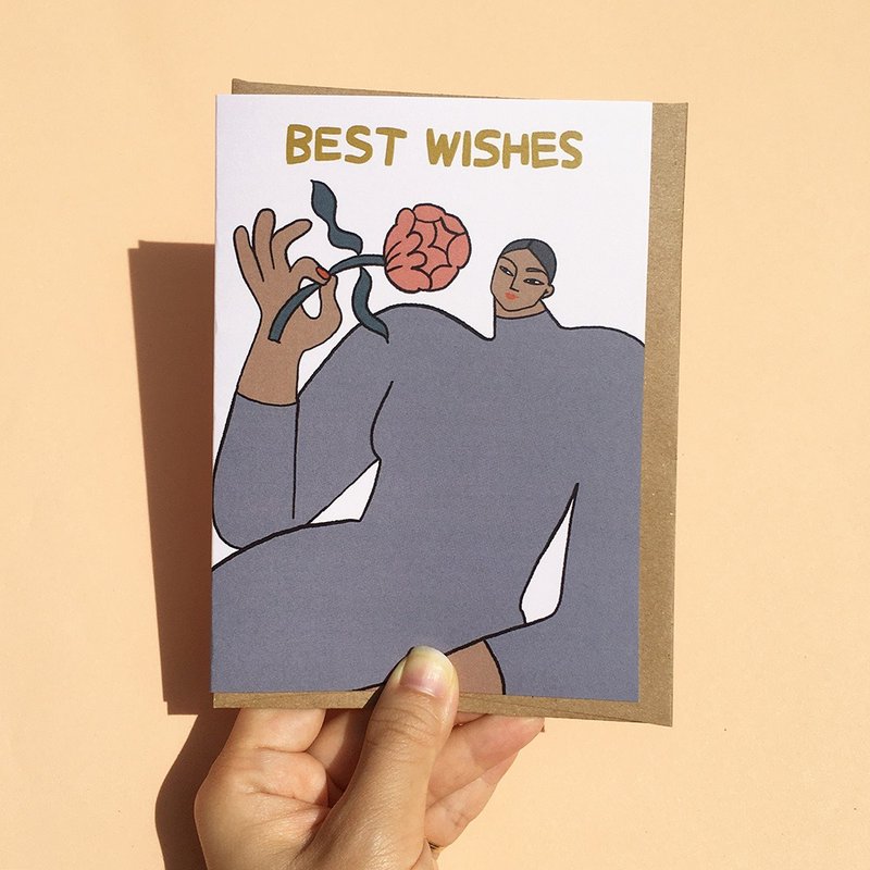 การ์ด วันเกิด ขอบคุณ ให้กำลังใจ มินิมอล ผู้หญิง ดอกไม้ Best Wishes Birthday Card - การ์ด/โปสการ์ด - กระดาษ 