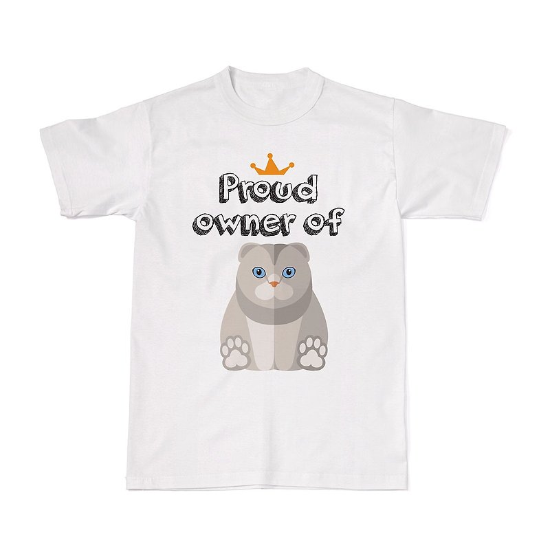誇り高き猫の飼い主のTシャツ-スコティッシュフォールド猫 - Tシャツ - コットン・麻 ホワイト