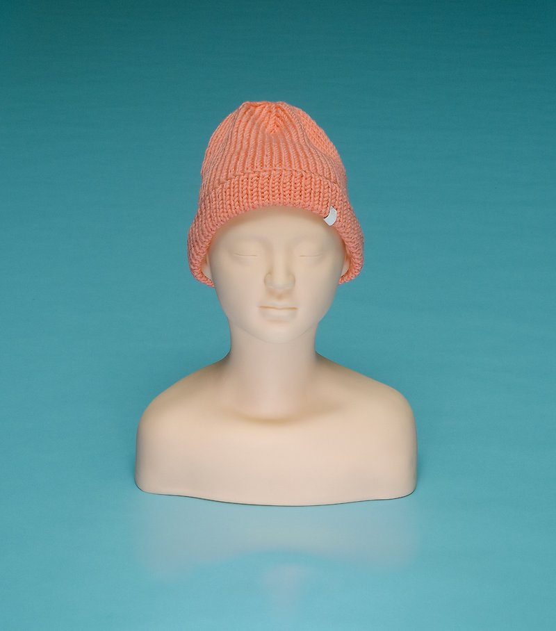 素色 - 橘粉 OTB008 手工編織毛帽 - 帽子 - 棉．麻 粉紅色
