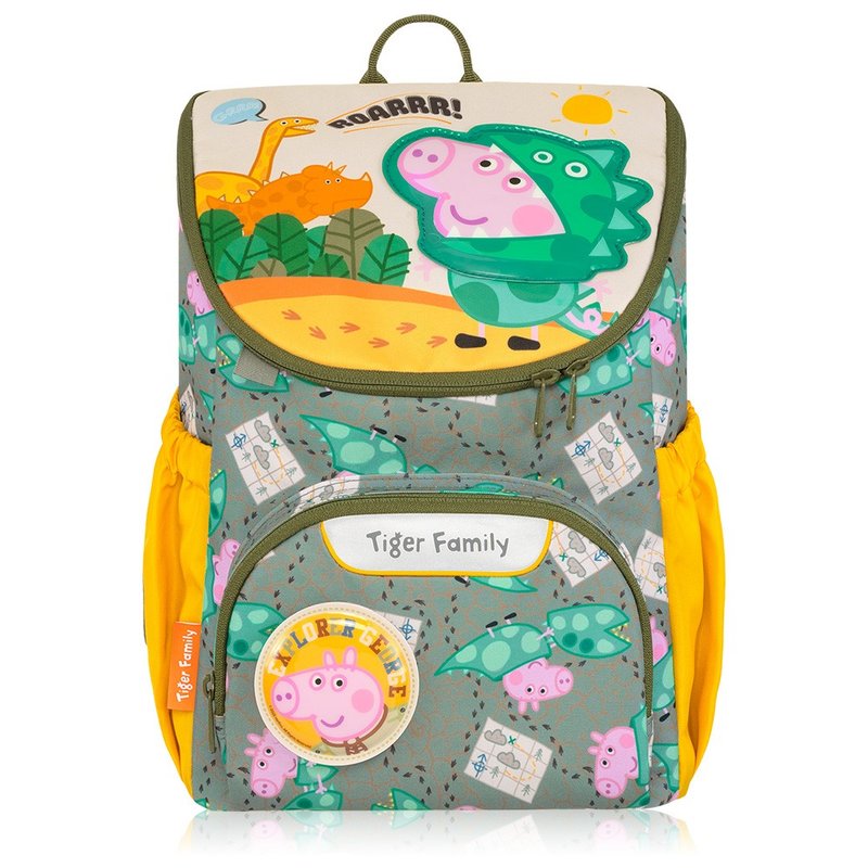 粉紅豬小妹聯名 童趣幼兒園書包-恐龍喬治 可放A4 護脊透氣背墊 - 後背包/背包/書包 - 聚酯纖維 綠色