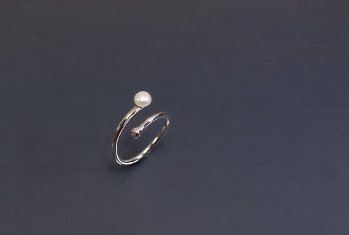 Maple jewelry design 圖像系列-小珍珠開口925銀戒