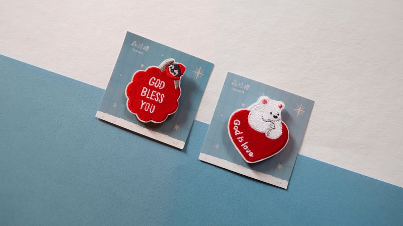NEW Embroidery Pins: White Bear & Taotie Rolling - Badges & Pins - Thread 