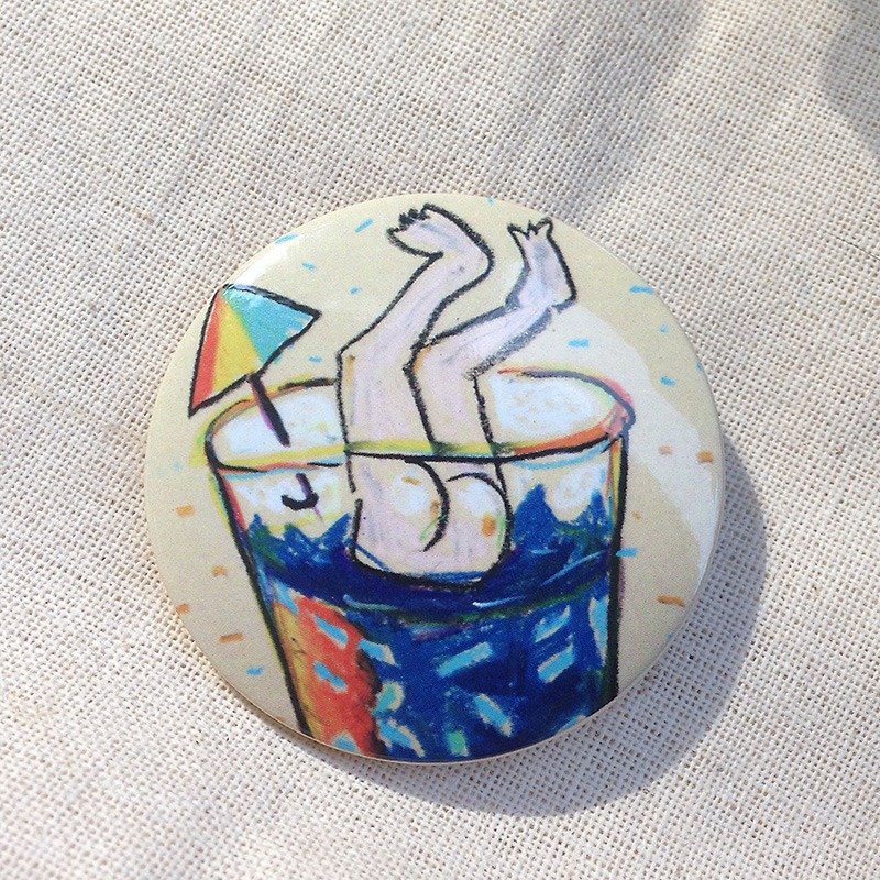 Long Island Ice Tea Jumping Into Rainbow - Badge With Magnet - Badges & Pins - Other Metals Multicolor
