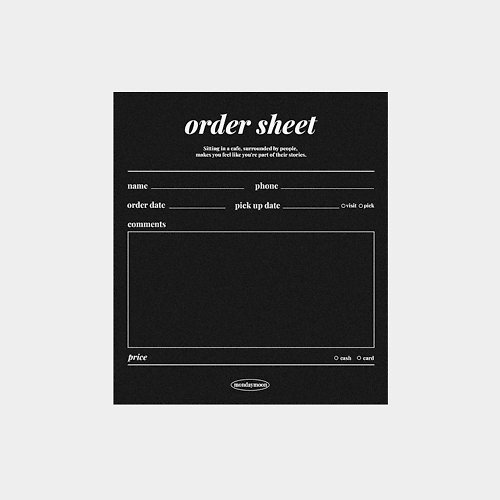 Mondaymoon Order Sheet Memo pad (6 Colors)