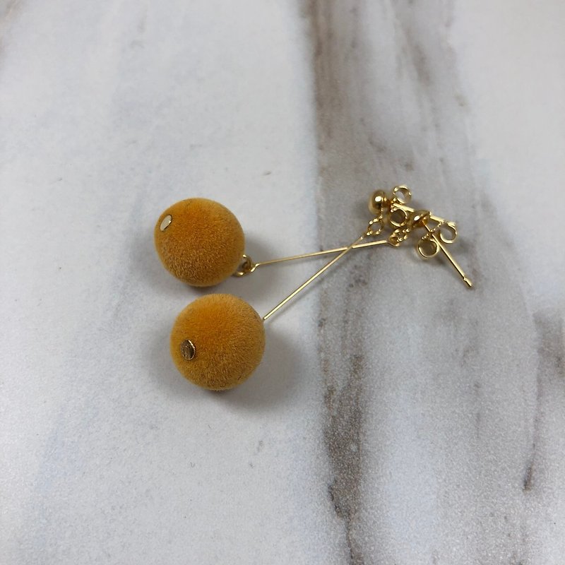 Lucky Bag Series - yellow ball earrings original price 980 - Earrings & Clip-ons - Other Metals Yellow