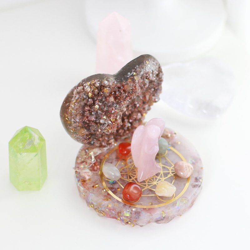 奧根心型水晶簇能量盤 - 粉晶 - 擺飾/家飾品 - 水晶 粉紅色