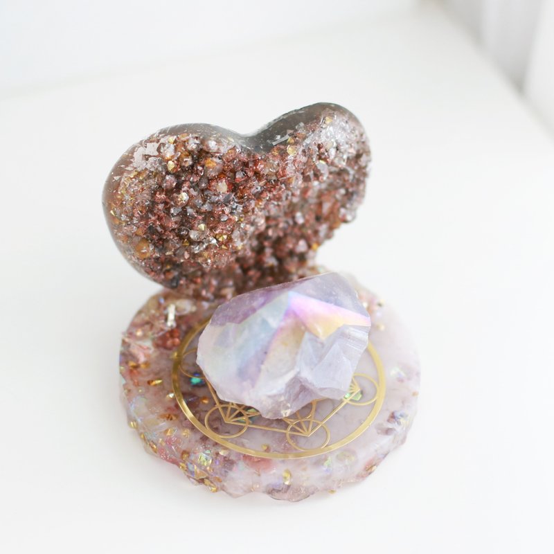 奧根心型水晶簇能量盤 - 粉晶 - 擺飾/家飾品 - 水晶 粉紅色