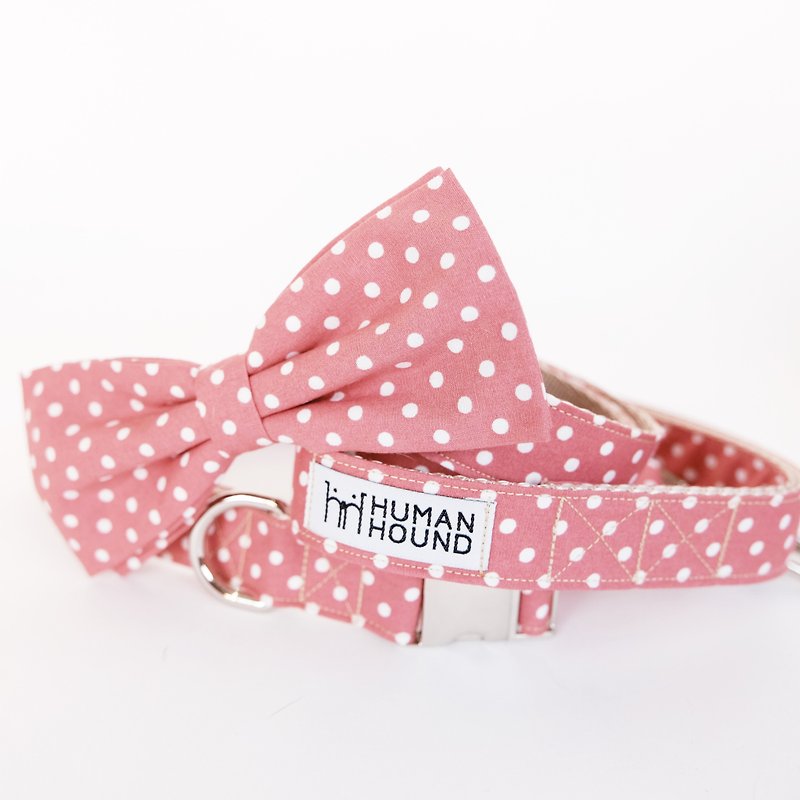 LIGHT RED POLKA DOTS - Collars & Leashes - Cotton & Hemp Red
