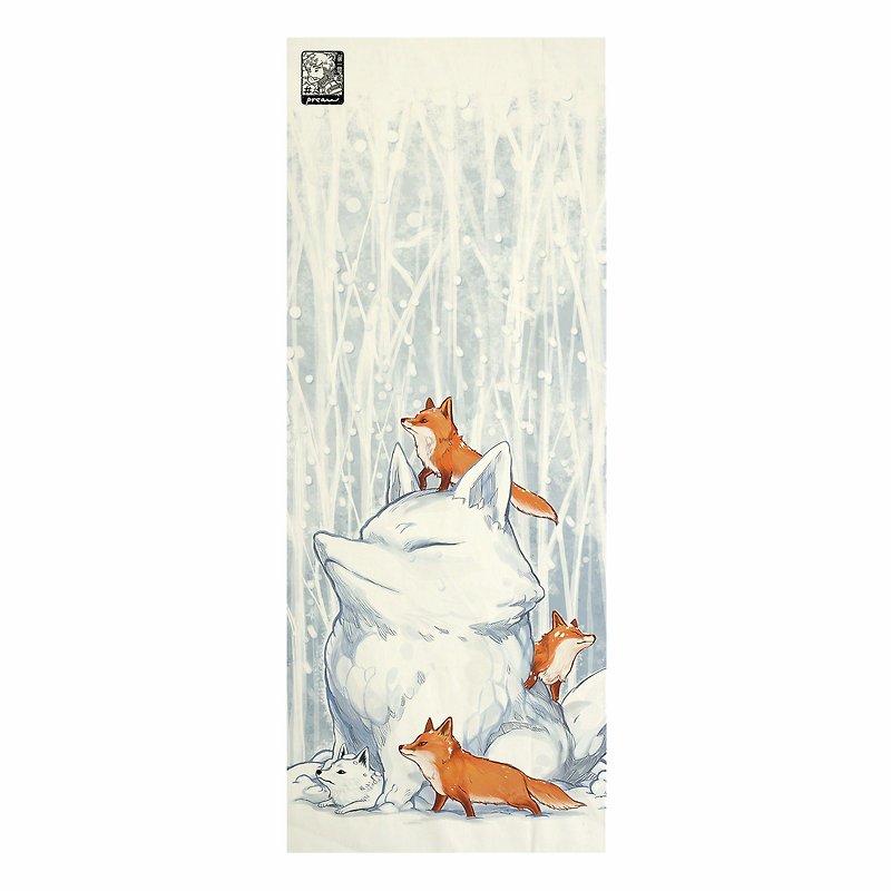 Snow Fox Tenugui Canvas No frame - 其他 - 棉．麻 白色