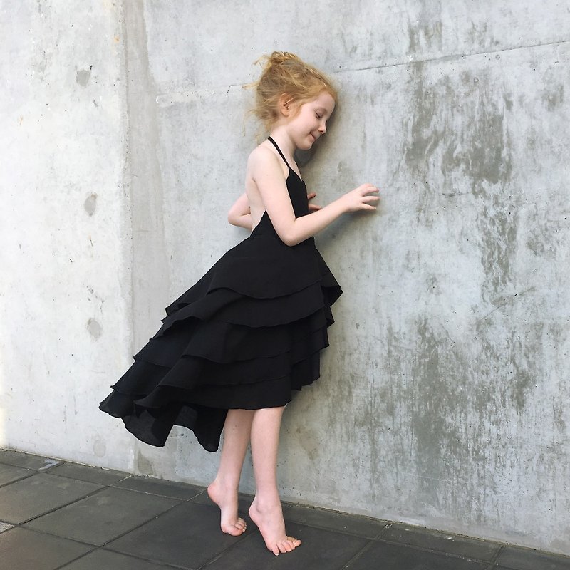 Girls Flamenco Party Dress in Black - Kids' Dresses - Cotton & Hemp Black