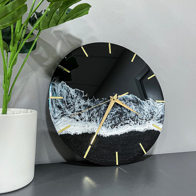 【現貨】手工製樹脂黑色海浪掛鐘 - 時鐘/鬧鐘 - 樹脂 
