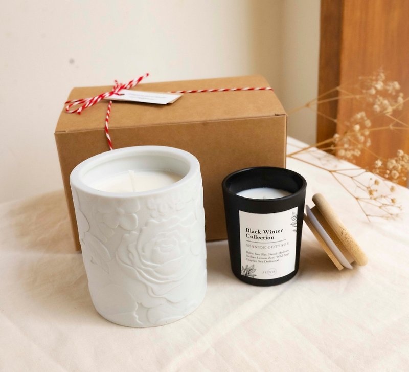 【Scented Candle Lucky Bag】Black Winter Scented Candle & French Embossed Scented Candle - เทียน/เชิงเทียน - ขี้ผึ้ง หลากหลายสี