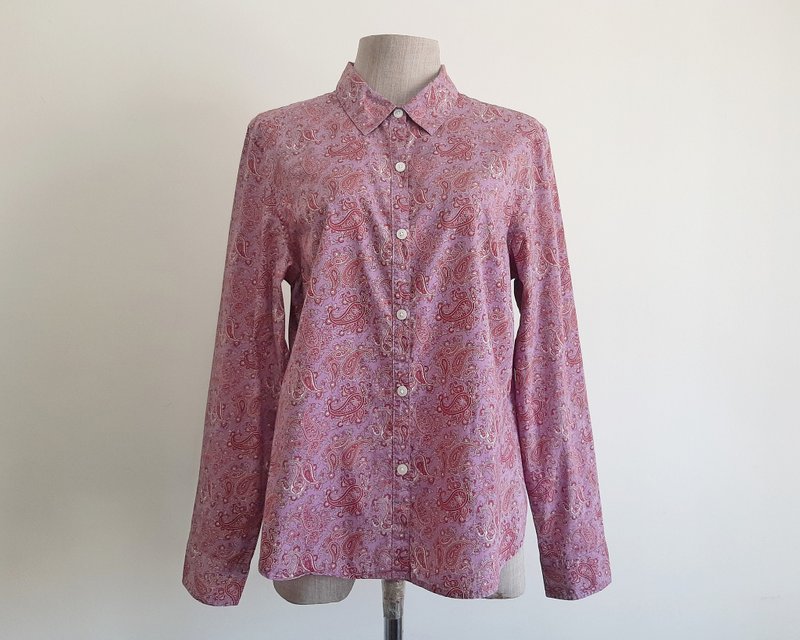 Medium Vintage CHARTER CLUB Purple Paisley Print Shirt Womens Cotton Blouse M - Women's Tops - Cotton & Hemp Purple
