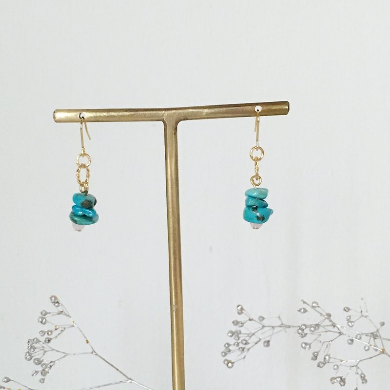 December birthstone casual turquoise earrings - ต่างหู - เครื่องเพชรพลอย สีน้ำเงิน