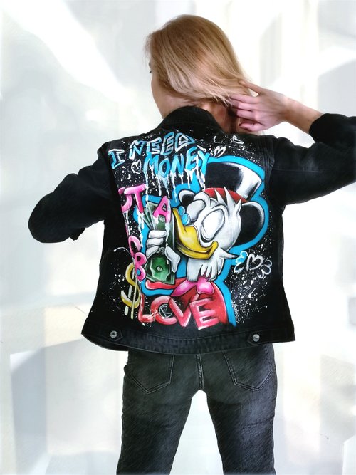 Women's Hand Painted Denim Jacket-Pow – Stylestone