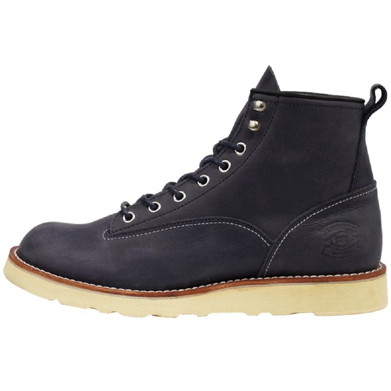 American retro leather cowhide round toe boots high top short face men's Martin boots - รองเท้าบูธผู้ชาย - เส้นใยสังเคราะห์ สีน้ำเงิน