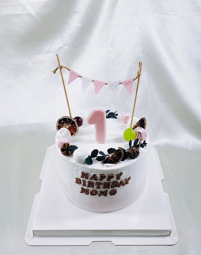 好日子 生日蛋糕 客製化 造型蛋糕 翻糖 卡通 滿周歲4 6吋 面交 - 蛋糕/甜點 - 新鮮食材 粉紅色