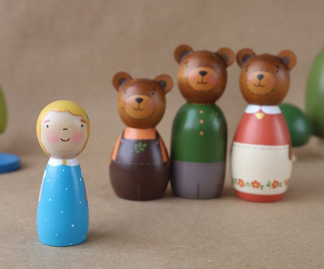Goldilocksと3つのクマ、木製人形のセット - ショップ GribokTEREMOK ...