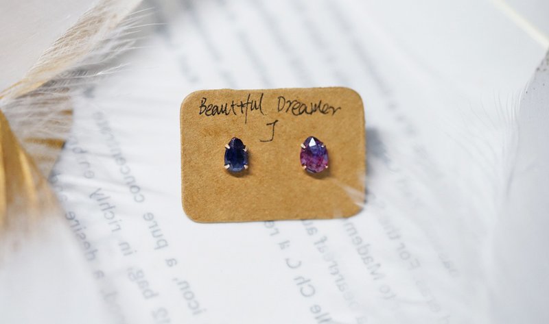 Pure hand - made high quality blue violet crystal tremella nails - ต่างหู - คริสตัล หลากหลายสี