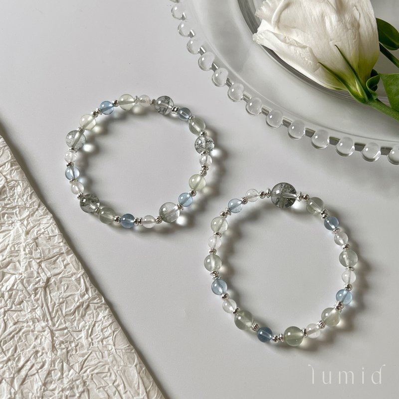 Green Ghost Stone Aquamarine Moonstone/Natural Crystal Bracelet Customized Lucky Bracelet - สร้อยข้อมือ - คริสตัล สีเขียว