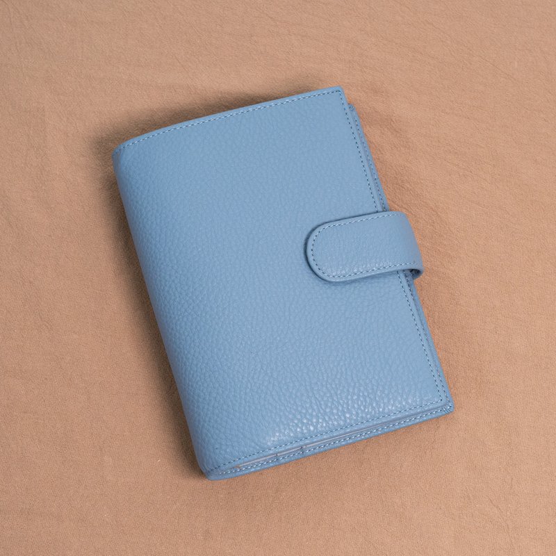 A6 Per / Bible 6-hole leather loose-leaf notebook | notebook | universal manual - Baby Blue - Notebooks & Journals - Genuine Leather Blue