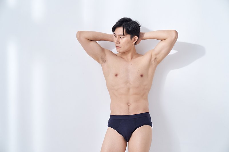Men's mid-waist triangle organic cotton super elastic underwear - ชุดชั้นในผู้ชาย - ผ้าฝ้าย/ผ้าลินิน สีน้ำเงิน