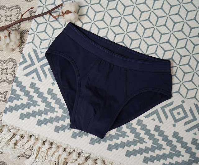 Women's organic cotton mid-waist triangle super elastic panties navy blue -  Shop Grizzly Bear Organic Cotton Women's Underwear - Pinkoi