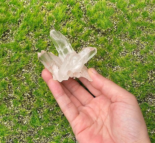 fitter 天然能量白水晶可愛花型晶花簇 家居 辦公室 療癒 消磁 能量 擺件