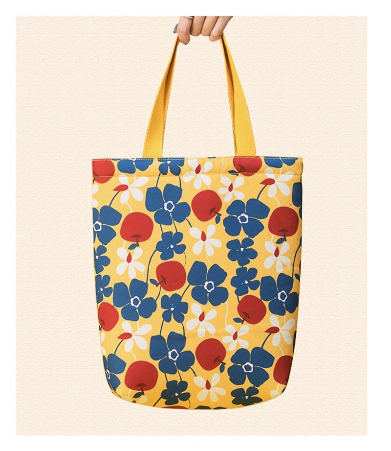 Illustration print bag - yellow poppies - กระเป๋าแมสเซนเจอร์ - เส้นใยสังเคราะห์ สีเหลือง