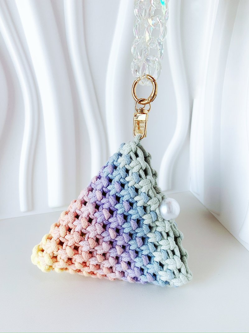 Handwoven Macramé Rainbow Triangle Bag - Handbags & Totes - Cotton & Hemp Multicolor