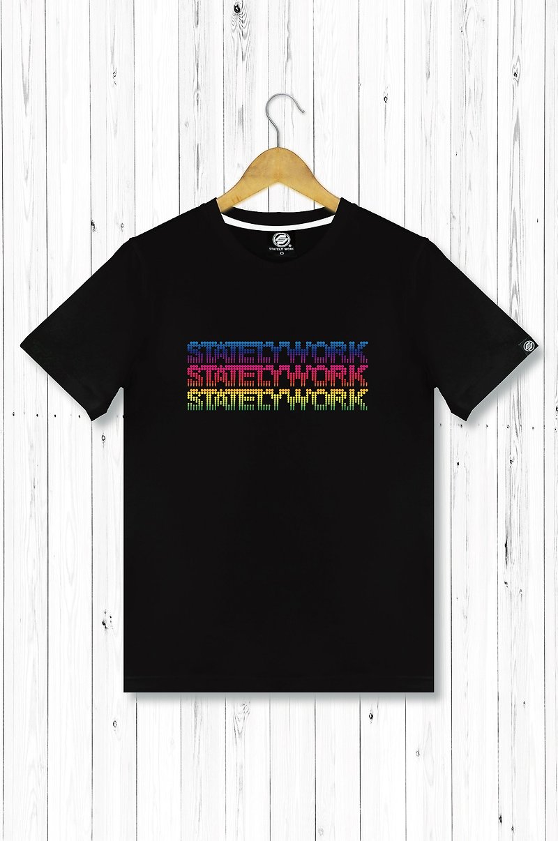 statelywork彩色網點文字T-男T恤 - T 恤 - 棉．麻 多色
