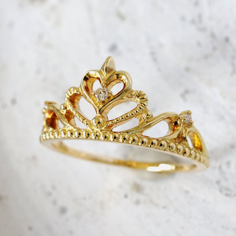 Tiara Ring (Heart / K18YG) - แหวนทั่วไป - โลหะ สีทอง