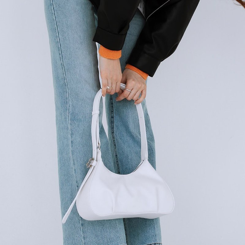 MUR Korean Atte Vegan Leather Bag (Plain White) - กระเป๋าแมสเซนเจอร์ - วัสดุอีโค 