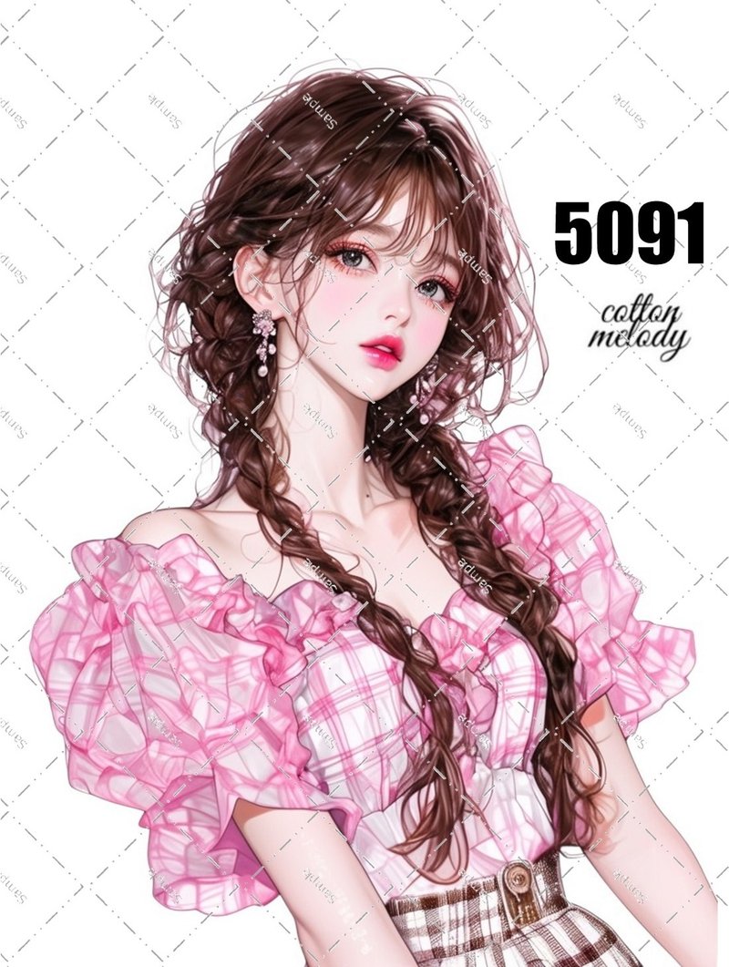 original sticker no.5091 人物ステッカー オリジナルステッカー オリジナル人物ステッカー 装飾ステッカー cotton melody - 貼紙 - 紙 
